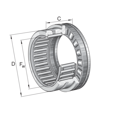 Needle roller/axial cylindrical roller bearing without inner ring Single direction Series: NKXR